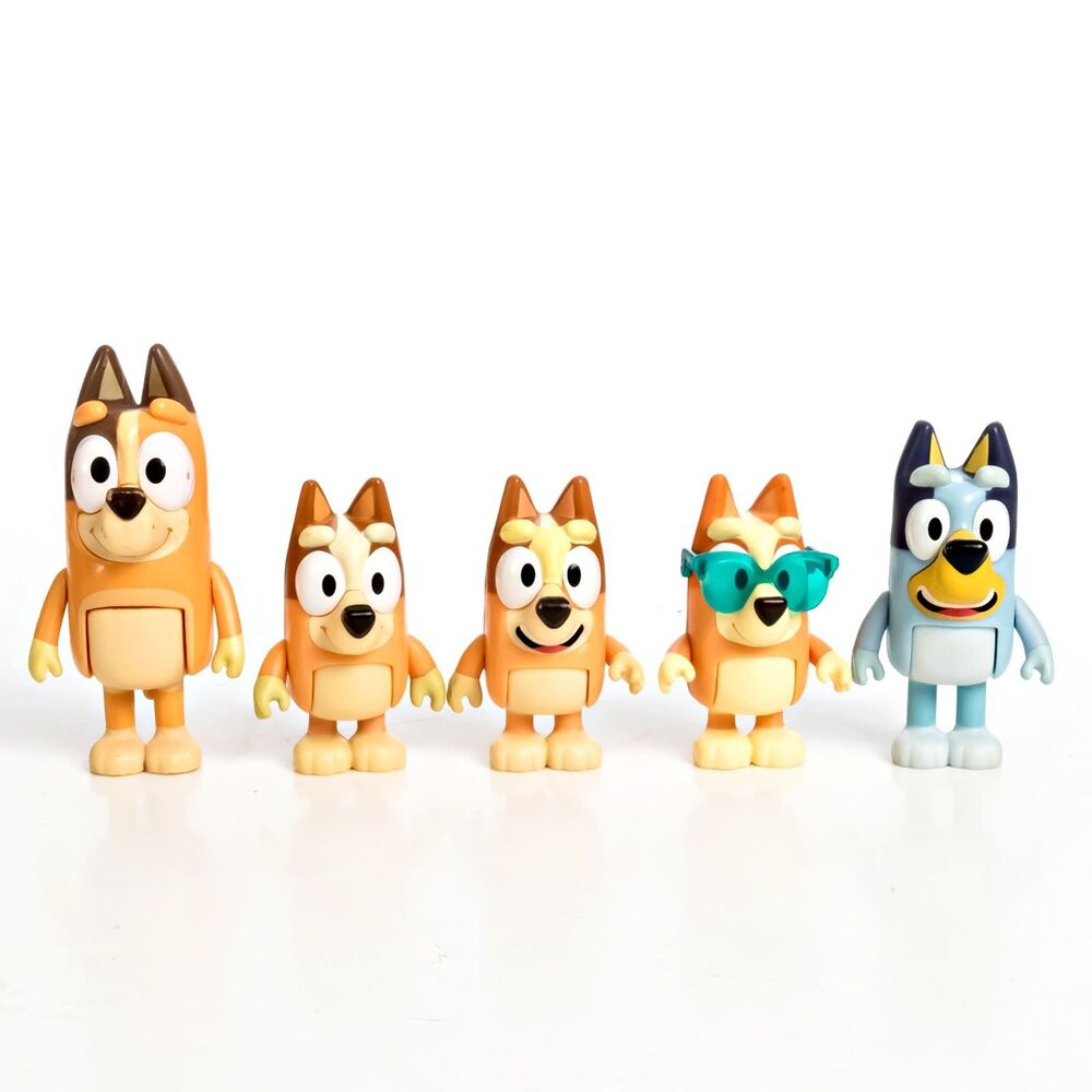 BLUEY Lot of 5 Figures Bluey 3" Toys Poseable Hips, Arms, & Tails